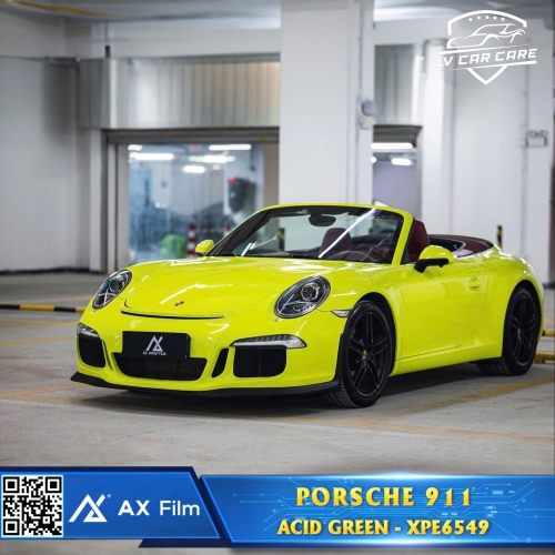 PORSCHE 911 ĐỔI ÁO MÀU ACID GREEN TỪ AX FILM 